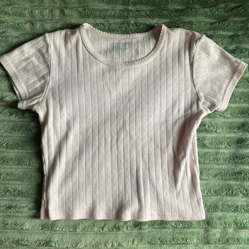 Brandy Melville Off-White Ribbed Knit Top
